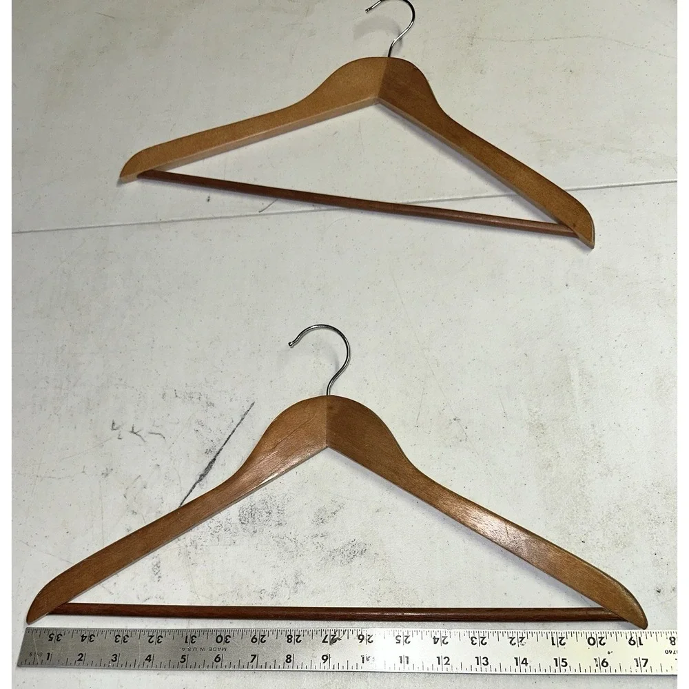 Vintage Set Of 2 Wooden Hangers Clothing‎ Suit Dress Clothes